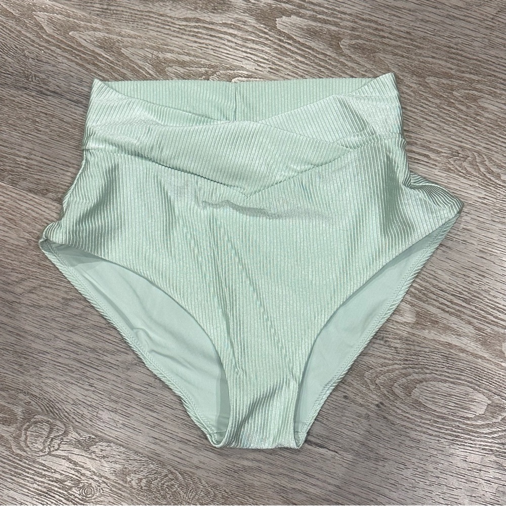 Aerie Ribbed cross over High-Waisted Bikini Bottoms NEW